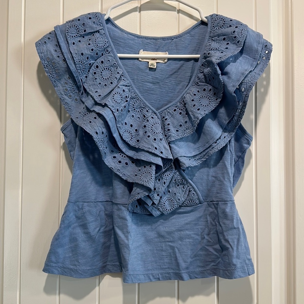 Blue Ruffle Short Sleeve